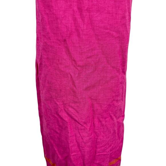 Liz Claiborne Sport 100% Linen Pink Sleeveless Maxi Dress Fringe Trim NWT sz 8 - Picture 6 of 16